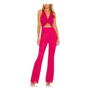 Lovers And Friends 'Sharon' Pink Chevron Print Jumpsuit Size S - NWT